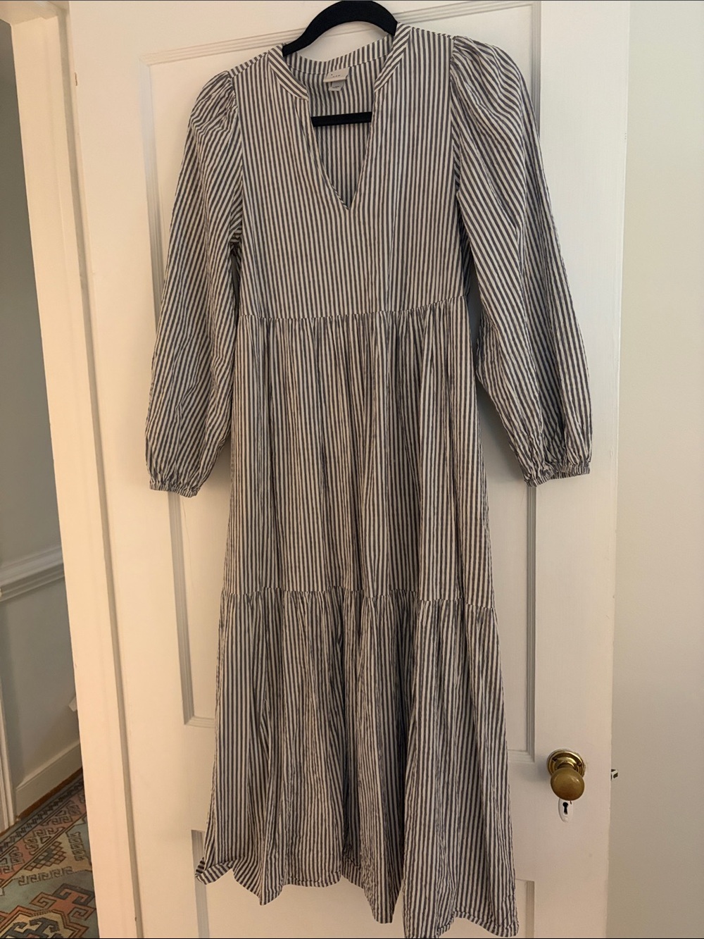 A New Day seersucker Long Sleeve Maxi Dress - Blue/White